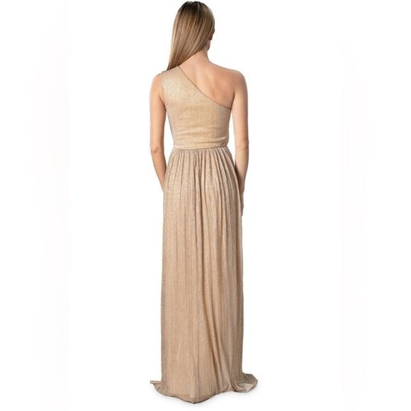 Dress The Population NWT Kienna Shimmer Gown in Pale Gold Small - Picture 4 of 9